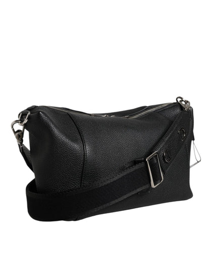 Dolce & Gabbana Black Leather Logo Plaque Shoulder Crossbody Bag - Sandy Store ByNet