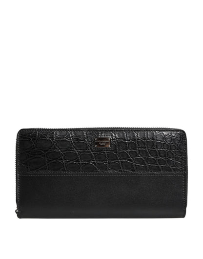 Dolce & Gabbana Black Leather Logo Plaque Zip Around Continental Wallet – par Dolce & Gabbana | Disponible sur Sandy Store ByNet