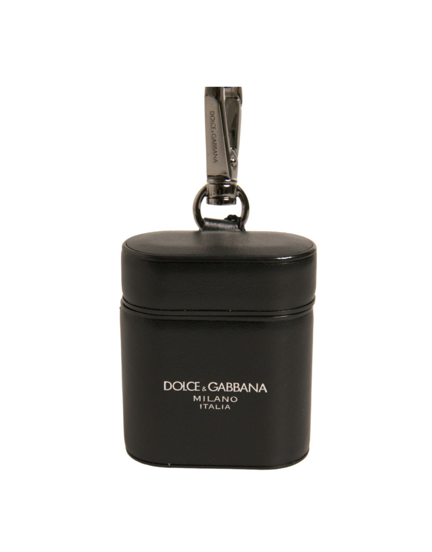 Dolce & Gabbana Black Leather Logo Silver Metal Strap Airpods Case – par Dolce & Gabbana | Disponible sur Sandy Store ByNet