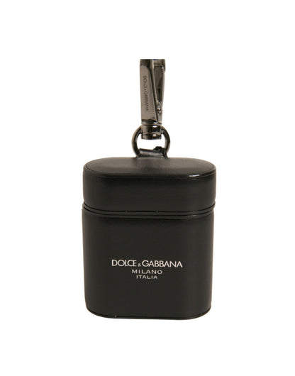 Dolce & Gabbana Black Leather Logo Silver Metal Strap Airpods Case – par Dolce & Gabbana | Disponible sur Sandy Store ByNet
