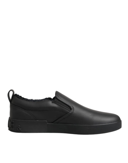 Dolce & Gabbana Black Leather Low Top Slip On Sneakers Shoes – EU44/US11 par Dolce & Gabbana | Disponible sur Sandy Store ByNet