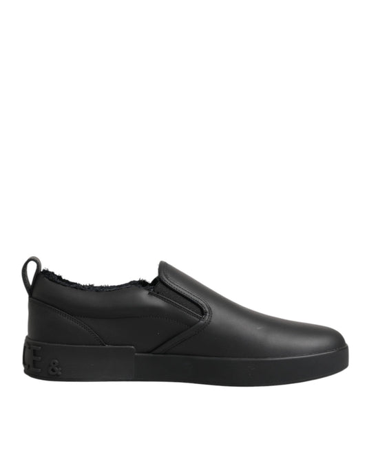 Dolce & Gabbana Black Leather Low Top Slip On Sneakers Shoes – EU44/US11 par Dolce & Gabbana | Disponible sur Sandy Store ByNet
