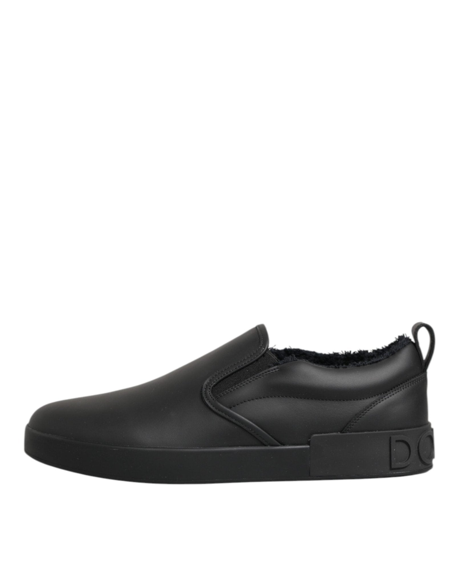 Dolce & Gabbana Black Leather Low Top Slip On Sneakers Shoes – EU44/US11 par Dolce & Gabbana | Disponible sur Sandy Store ByNet