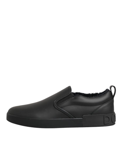 Dolce & Gabbana Black Leather Low Top Slip On Sneakers Shoes – EU44/US11 par Dolce & Gabbana | Disponible sur Sandy Store ByNet