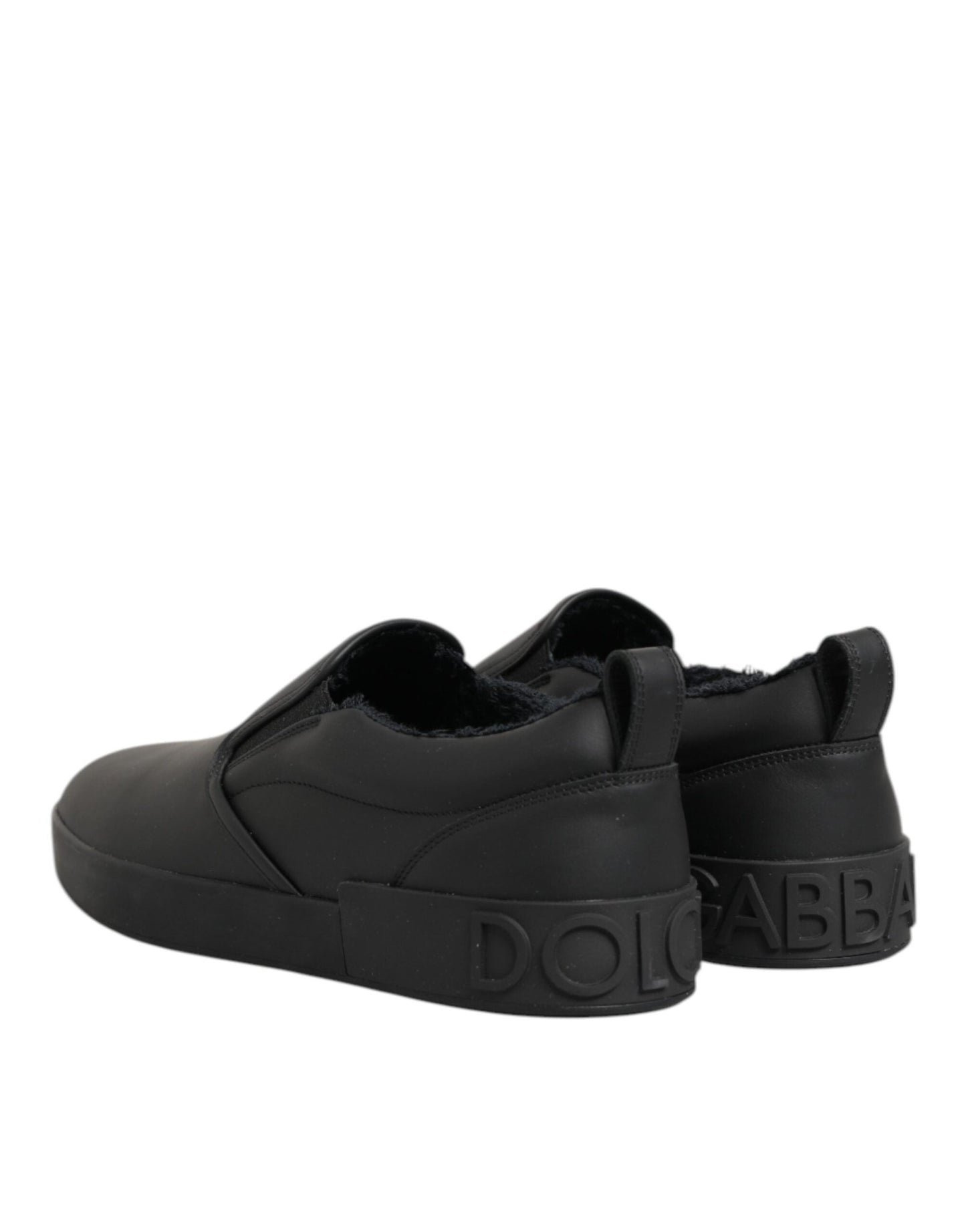 Dolce & Gabbana Black Leather Low Top Slip On Sneakers Shoes – EU44/US11 par Dolce & Gabbana | Disponible sur Sandy Store ByNet