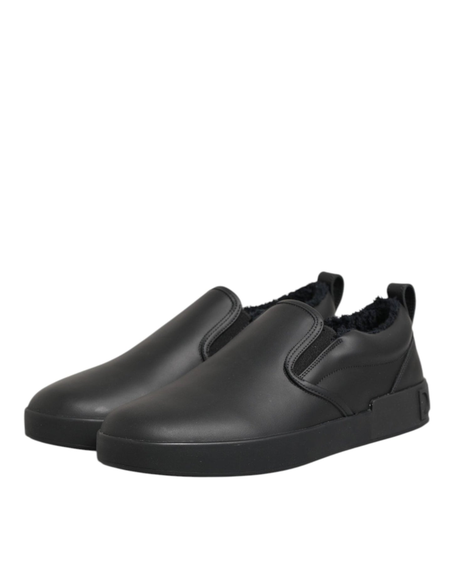Dolce & Gabbana Black Leather Low Top Slip On Sneakers Shoes – EU44/US11 par Dolce & Gabbana | Disponible sur Sandy Store ByNet