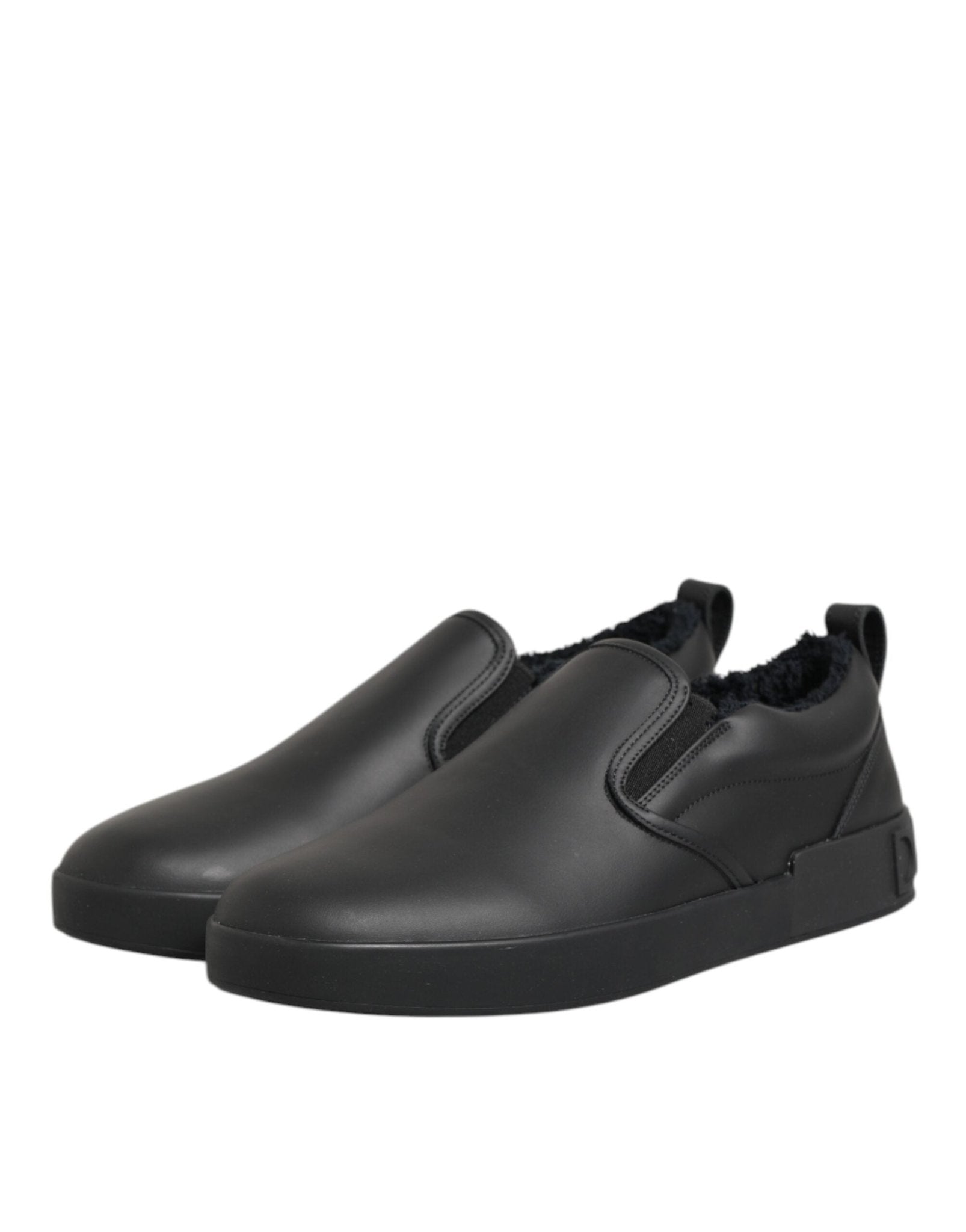 Dolce & Gabbana Black Leather Low Top Slip On Sneakers Shoes – EU44/US11 par Dolce & Gabbana | Disponible sur Sandy Store ByNet