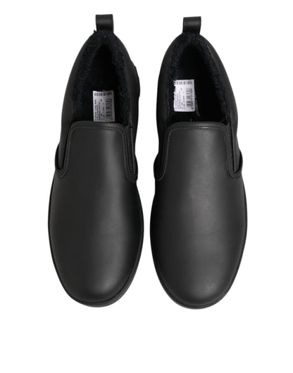 Dolce & Gabbana Black Leather Low Top Slip On Sneakers Shoes – EU44/US11 par Dolce & Gabbana | Disponible sur Sandy Store ByNet