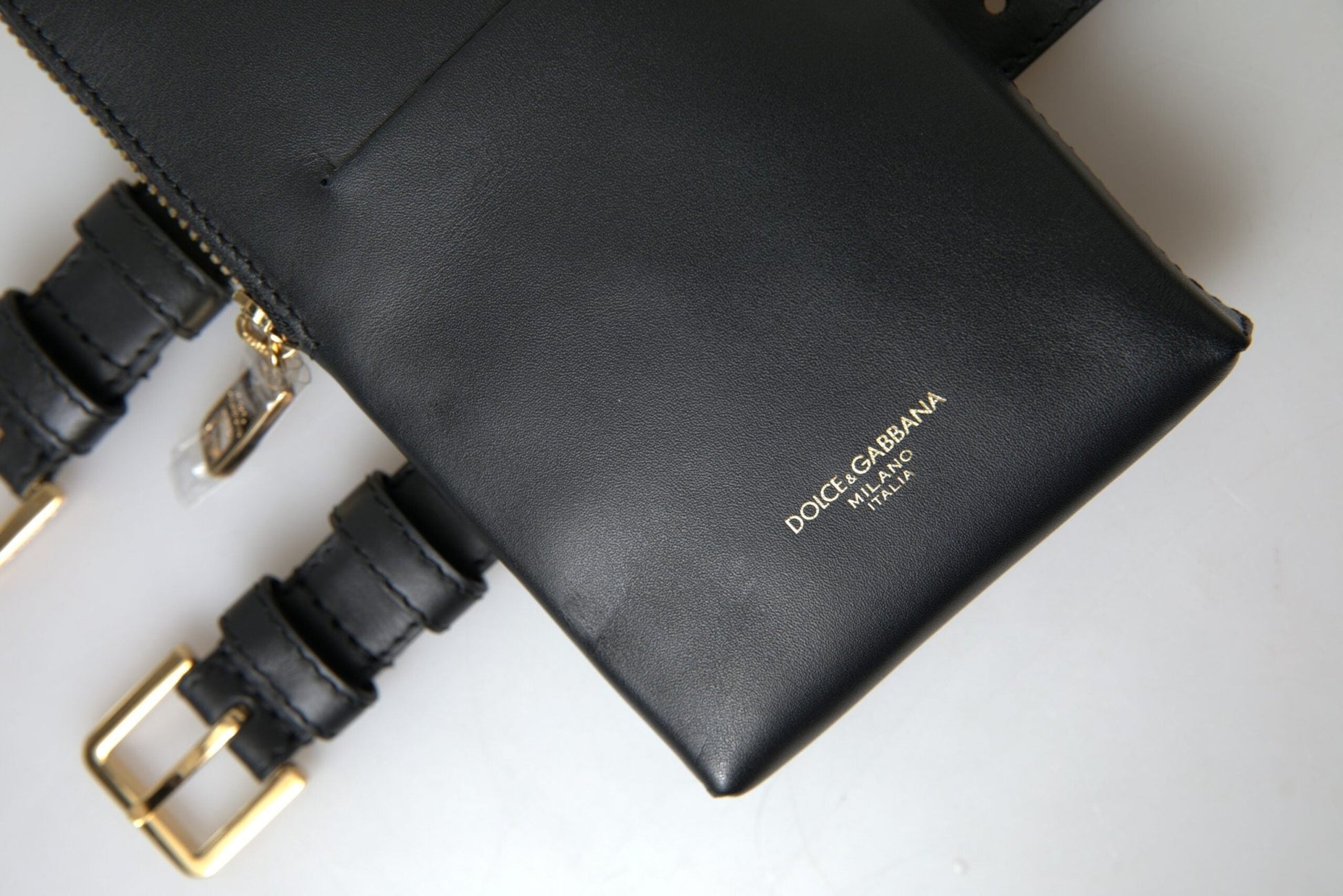 Dolce & Gabbana Black Leather Men Purse Double Belt Strap Bracelet Bag – par Dolce & Gabbana | Disponible sur Sandy Store ByNet