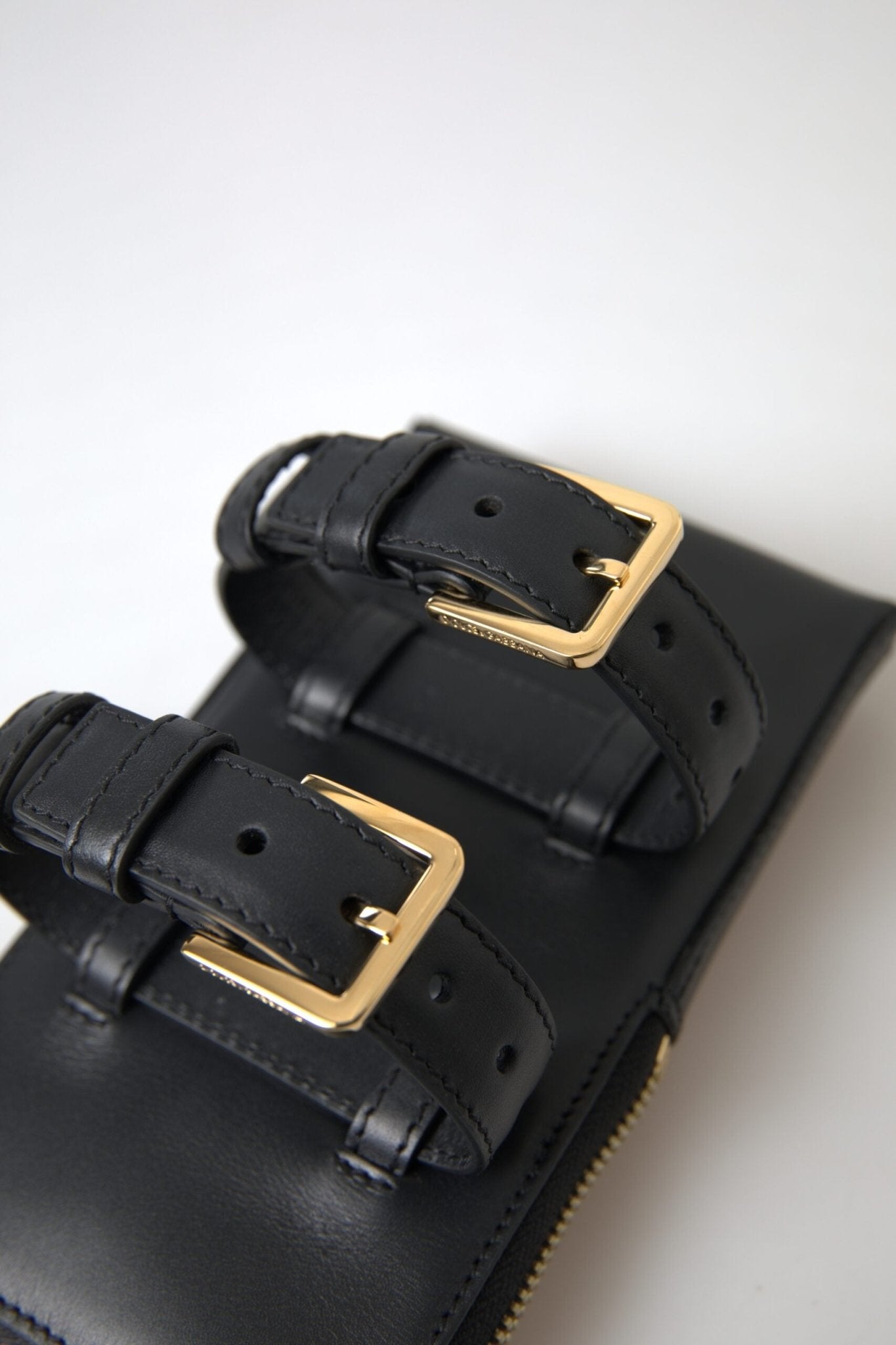 Dolce & Gabbana Black Leather Men Purse Double Belt Strap Bracelet Bag – par Dolce & Gabbana | Disponible sur Sandy Store ByNet