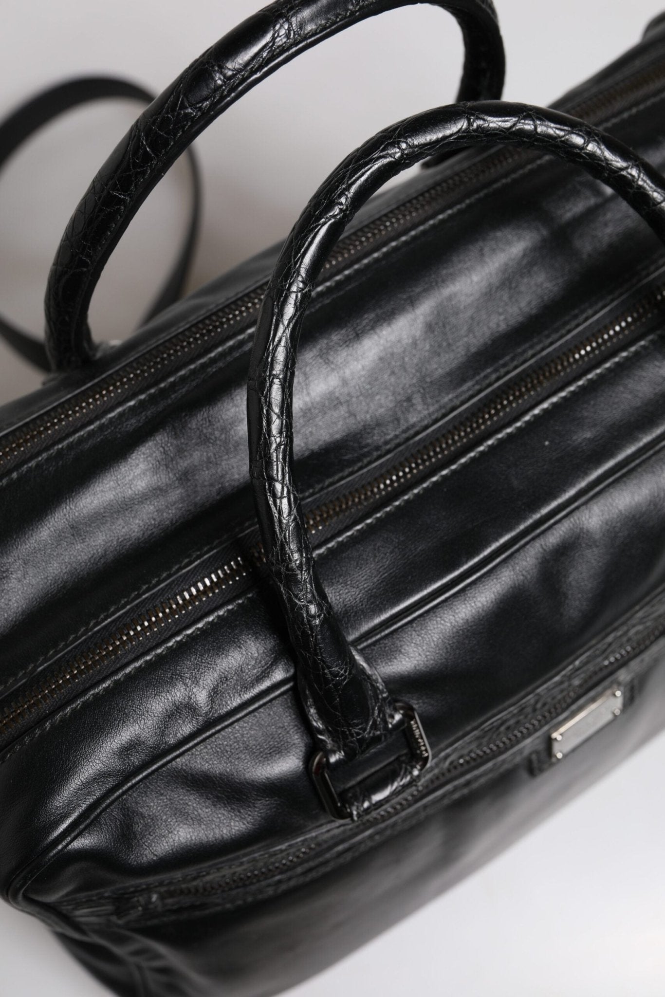 Dolce & Gabbana Black Leather Messenger Shoulder Strap Bag - Sandy Store ByNet