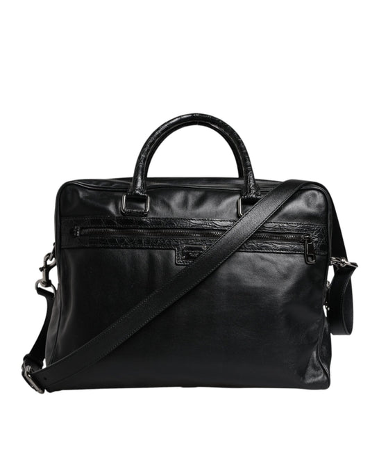 Dolce & Gabbana Black Leather Messenger Shoulder Strap Bag - Sandy Store ByNet