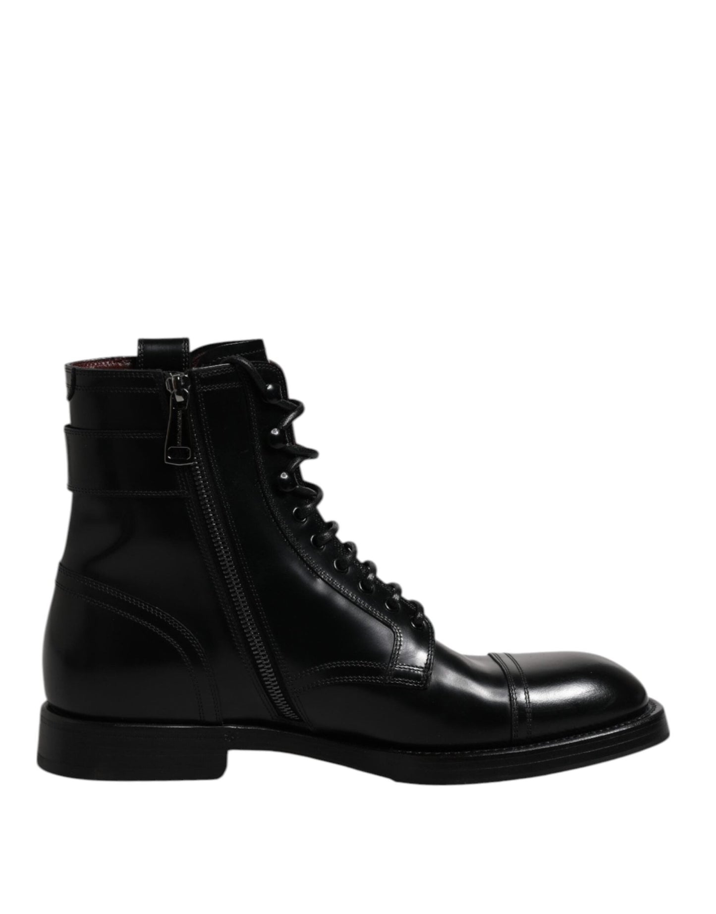 Dolce & Gabbana Black Leather Mid Calf Boots Lace Up Shoes – EU44/US11 par Dolce & Gabbana | Disponible sur Sandy Store ByNet