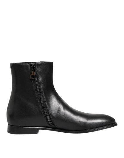 Dolce & Gabbana Black Leather Mid Calf Men Boots Shoes – EU41/US8 par Dolce & Gabbana | Disponible sur Sandy Store ByNet