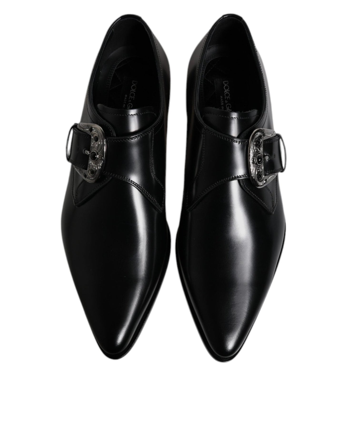 Dolce & Gabbana Black Leather Monk Strap Derby Formal Shoes - Sandy Store ByNet