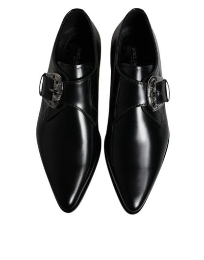 Dolce & Gabbana Black Leather Monk Strap Derby Formal Shoes - Sandy Store ByNet