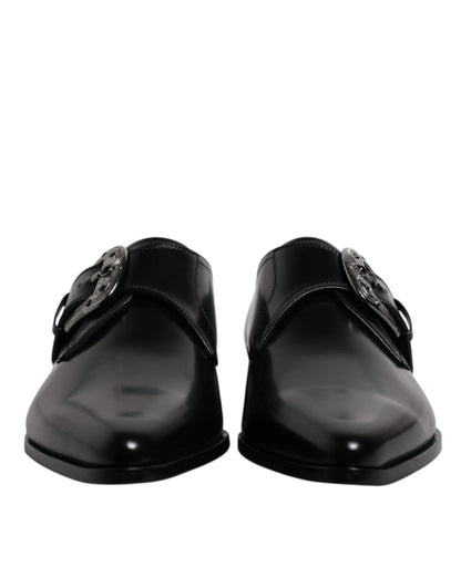 Dolce & Gabbana Black Leather Monk Strap Derby Formal Shoes - Sandy Store ByNet