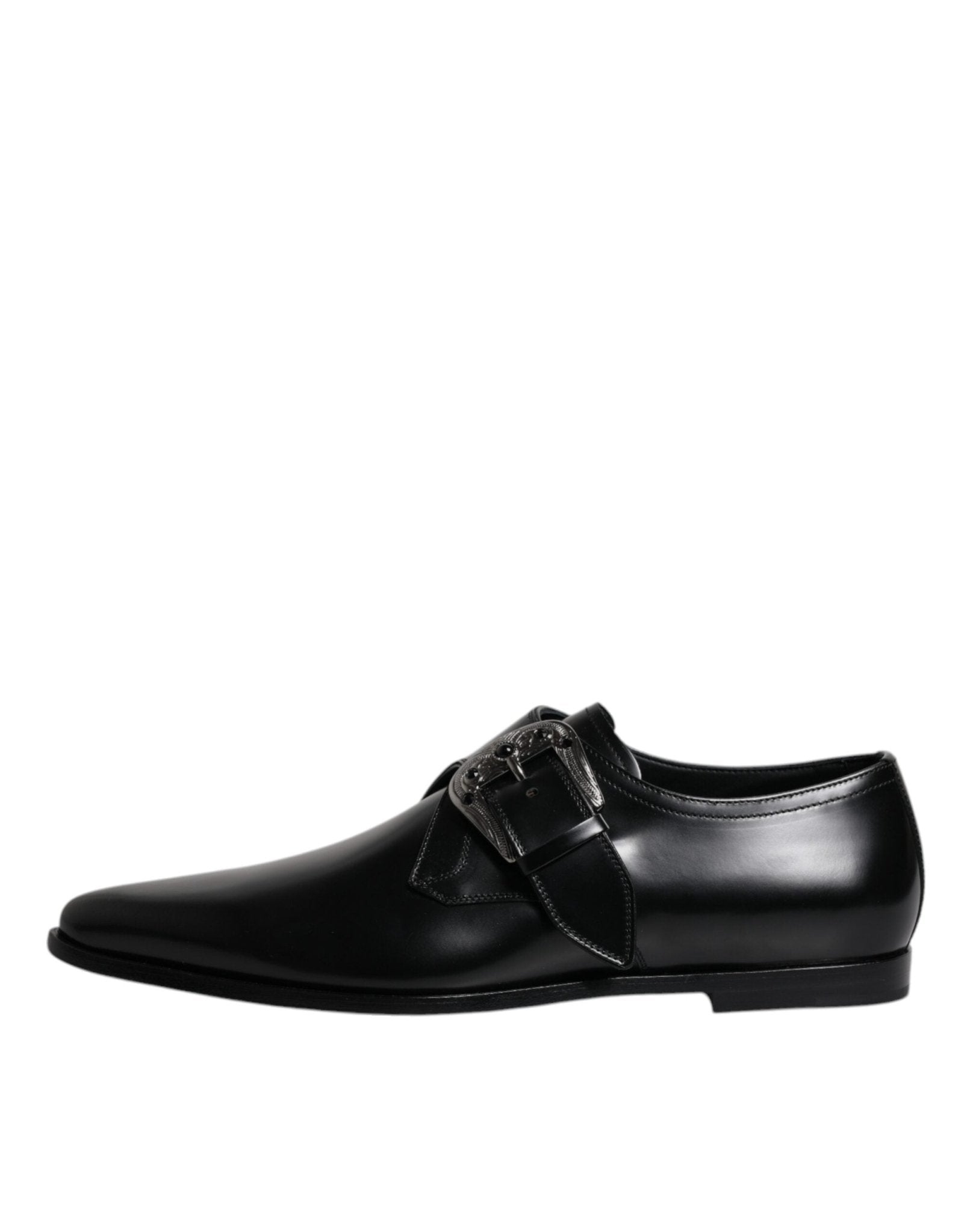 Dolce & Gabbana Black Leather Monk Strap Derby Formal Shoes - Sandy Store ByNet
