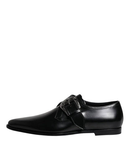 Dolce & Gabbana Black Leather Monk Strap Derby Formal Shoes - Sandy Store ByNet