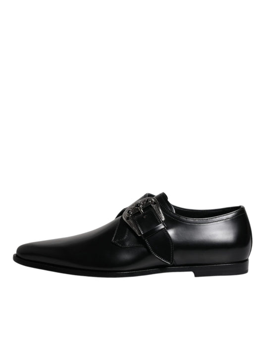 Dolce & Gabbana Black Leather Monk Strap Derby Formal Shoes - Sandy Store ByNet