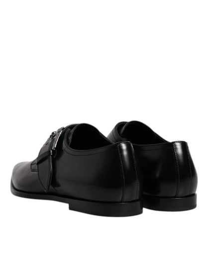 Dolce & Gabbana Black Leather Monk Strap Derby Formal Shoes - Sandy Store ByNet