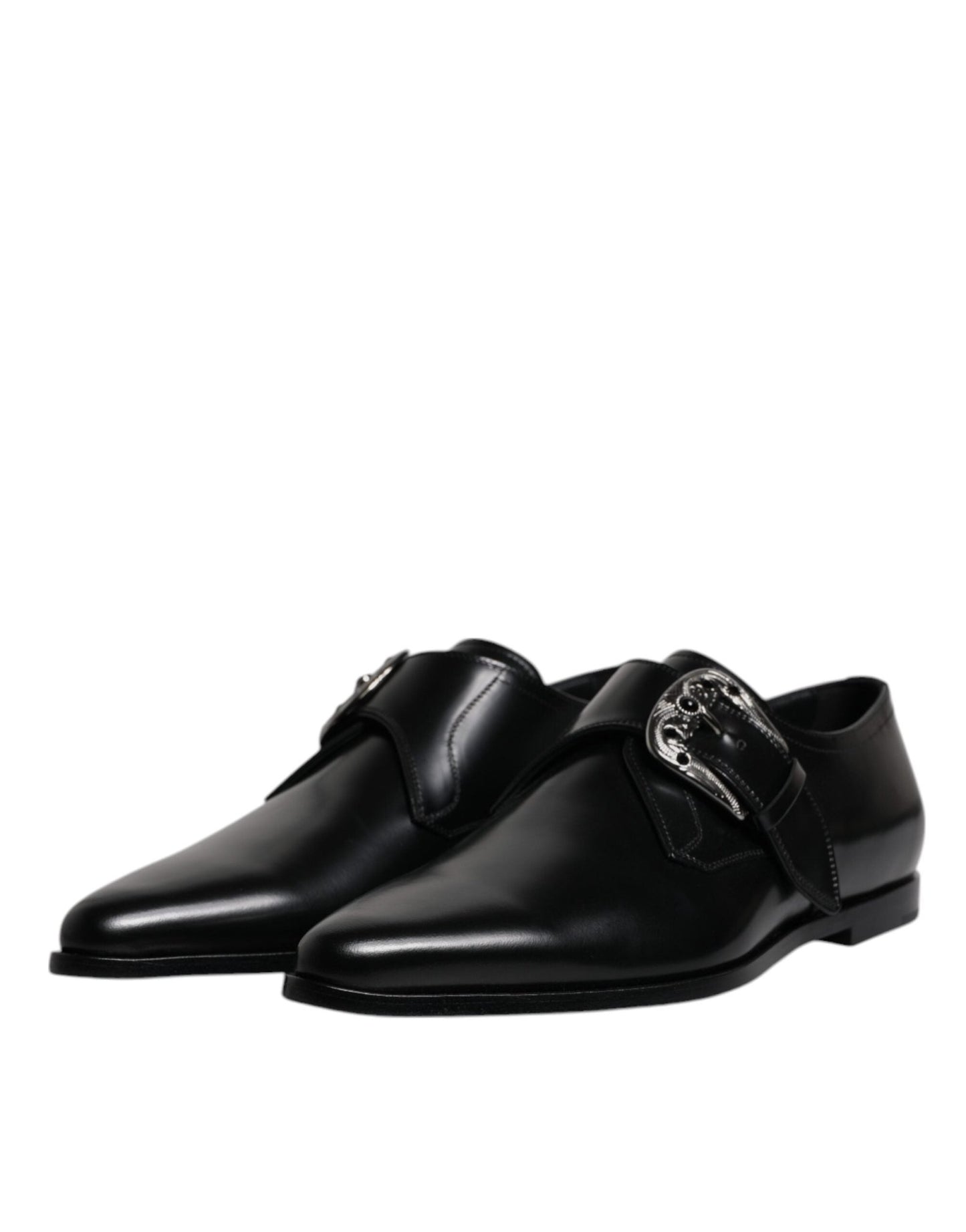 Dolce & Gabbana Black Leather Monk Strap Derby Formal Shoes - Sandy Store ByNet