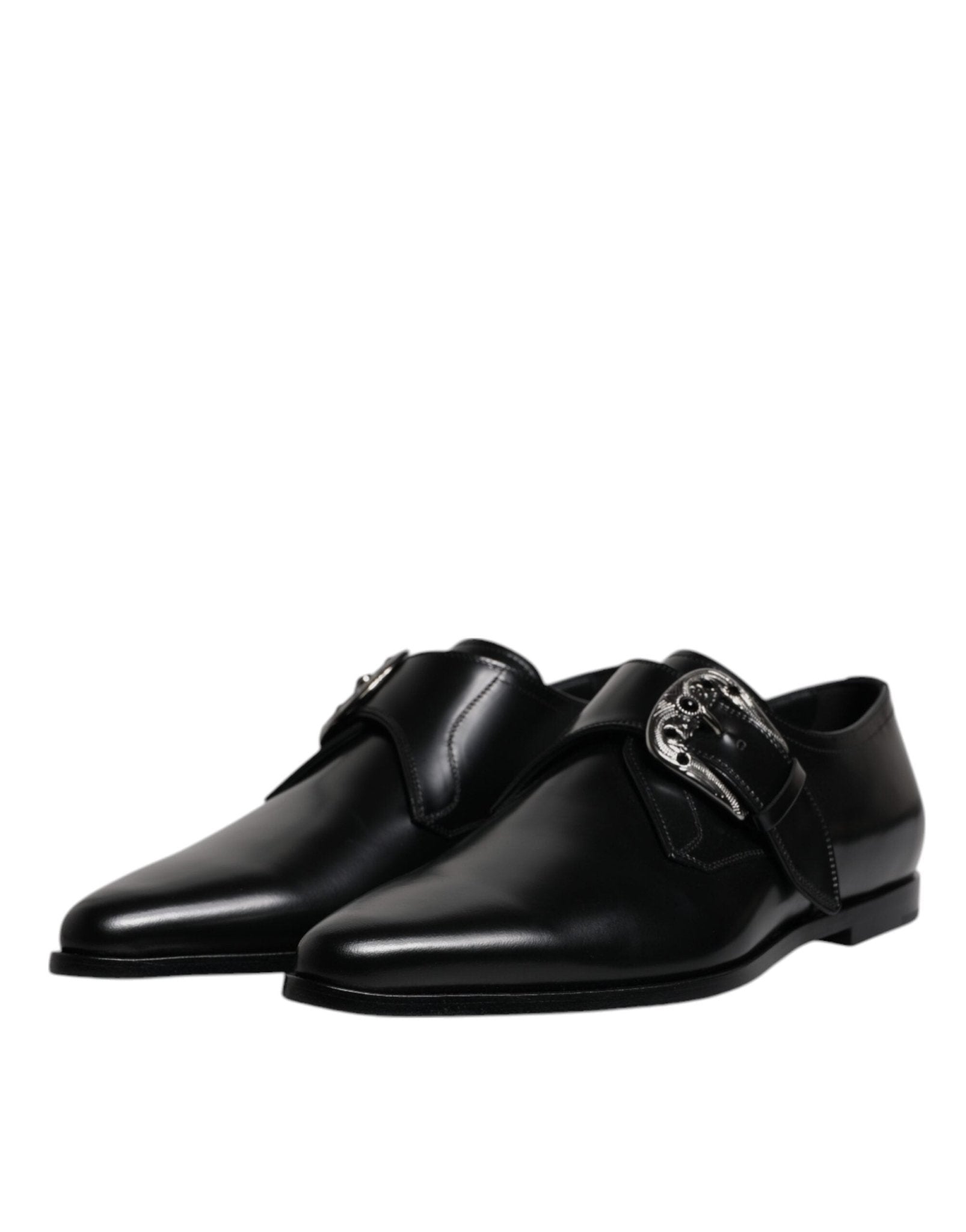 Dolce & Gabbana Black Leather Monk Strap Derby Formal Shoes - Sandy Store ByNet