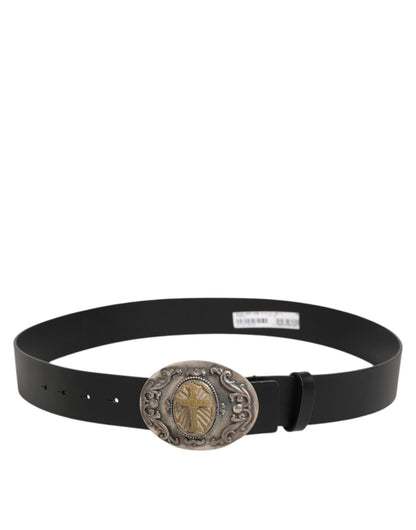 Dolce & Gabbana Black Leather Ornate Metal Buckle Men Belt – 100 cm / 40 Inches par Dolce & Gabbana | Disponible sur Sandy Store ByNet