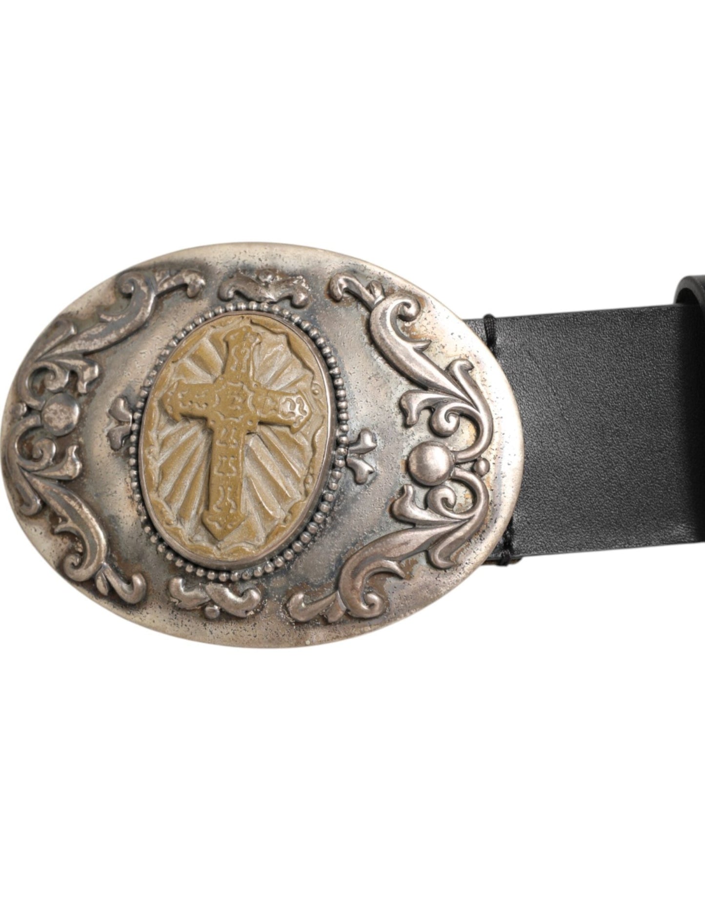 Dolce & Gabbana Black Leather Ornate Metal Buckle Men Belt – 100 cm / 40 Inches par Dolce & Gabbana | Disponible sur Sandy Store ByNet
