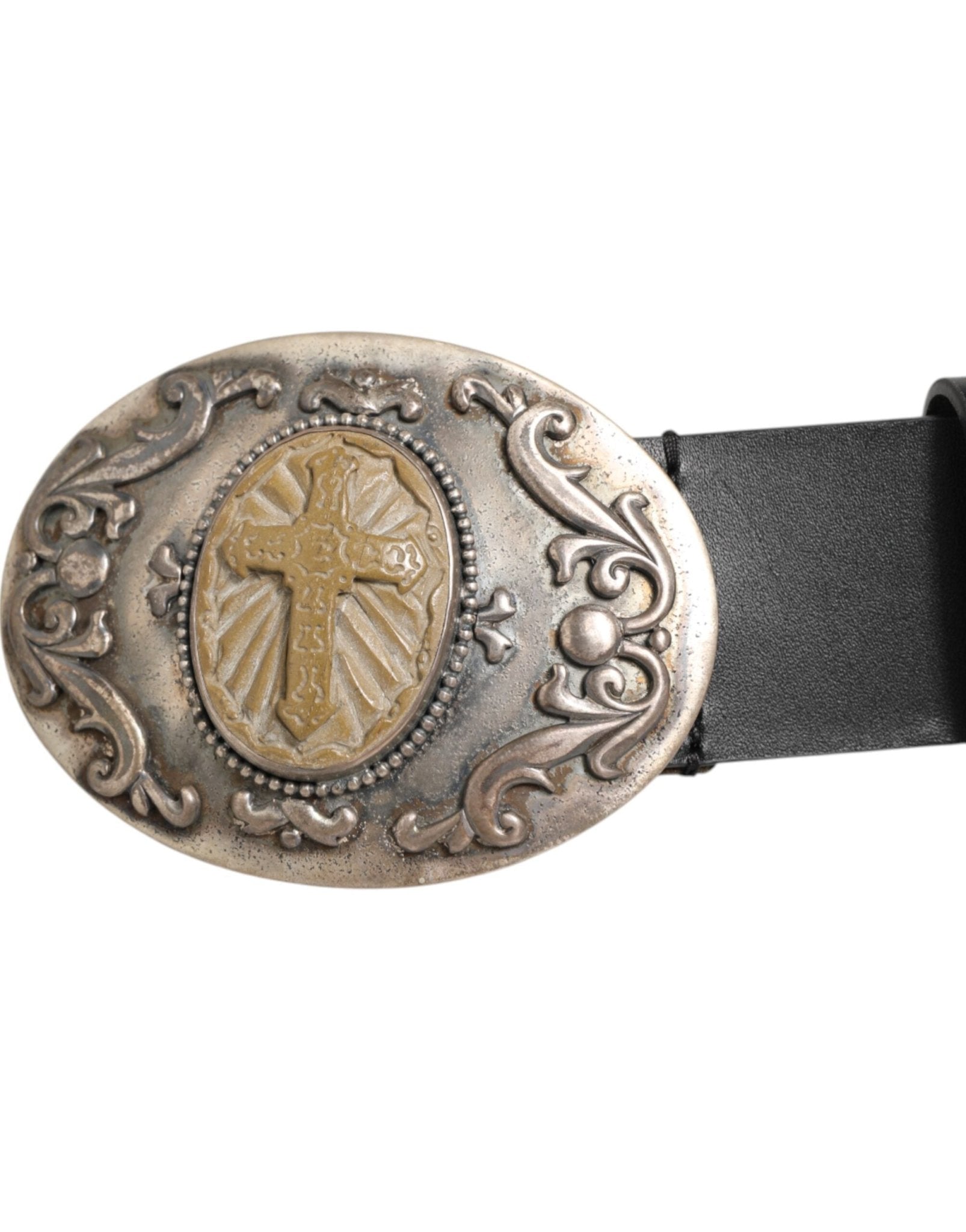 Dolce & Gabbana Black Leather Ornate Metal Buckle Men Belt – 100 cm / 40 Inches par Dolce & Gabbana | Disponible sur Sandy Store ByNet