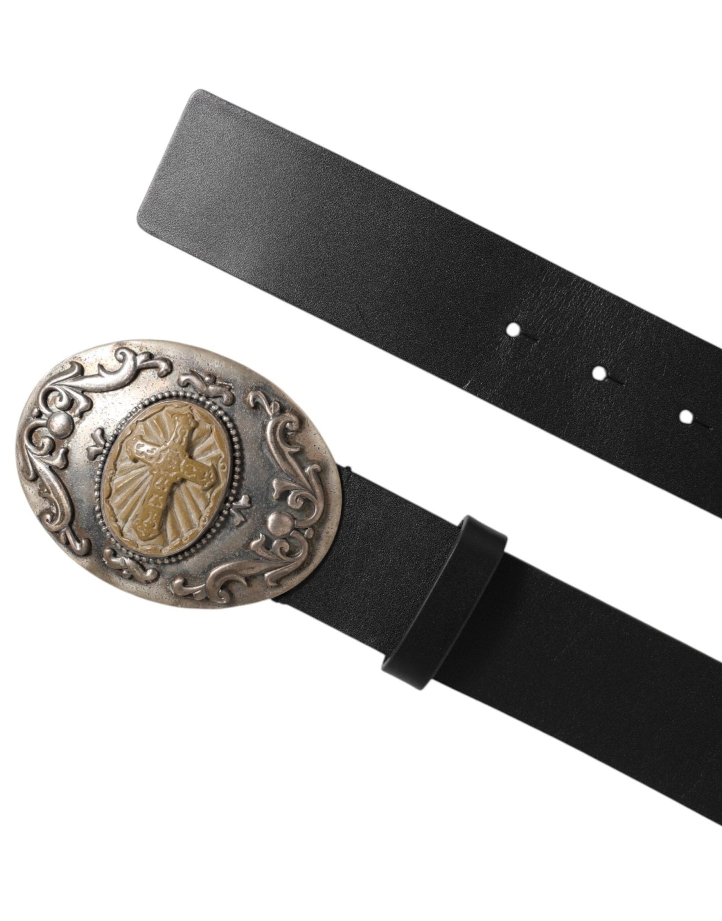Dolce & Gabbana Black Leather Ornate Metal Buckle Men Belt – 100 cm / 40 Inches par Dolce & Gabbana | Disponible sur Sandy Store ByNet