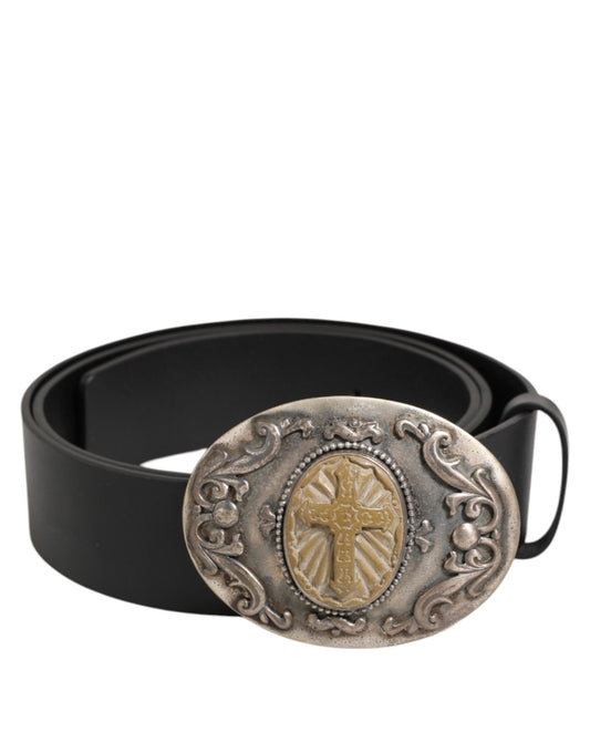 Dolce & Gabbana Black Leather Ornate Metal Buckle Men Belt – 100 cm / 40 Inches par Dolce & Gabbana | Disponible sur Sandy Store ByNet