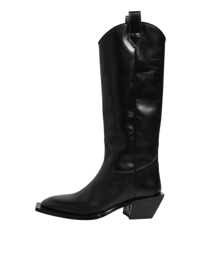 Dolce & Gabbana Black Leather Over The Calf Biker Boots Shoes – EU44/US11 par Dolce & Gabbana | Disponible sur Sandy Store ByNet