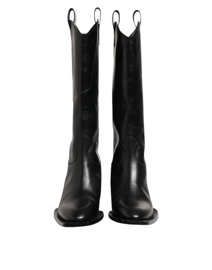 Dolce & Gabbana Black Leather Over The Calf Biker Boots Shoes – EU44/US11 par Dolce & Gabbana | Disponible sur Sandy Store ByNet