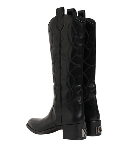 Dolce & Gabbana Black Leather Over The Calf Biker Boots Shoes – EU44/US11 par Dolce & Gabbana | Disponible sur Sandy Store ByNet