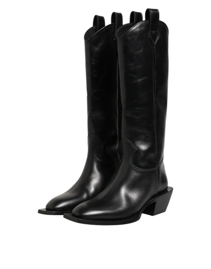 Dolce & Gabbana Black Leather Over The Calf Biker Boots Shoes – EU44/US11 par Dolce & Gabbana | Disponible sur Sandy Store ByNet
