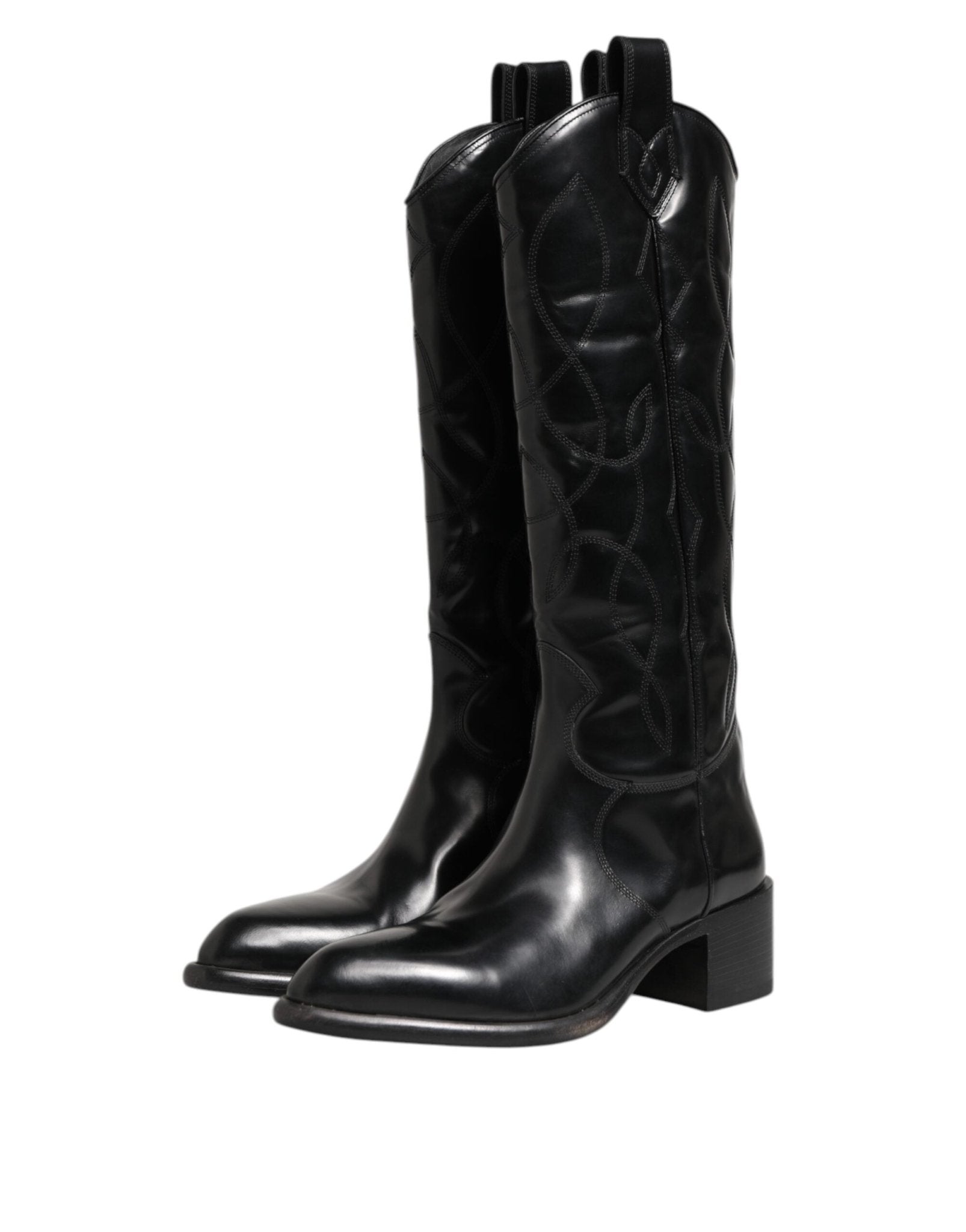 Dolce & Gabbana Black Leather Over The Calf Biker Boots Shoes – EU44/US11 par Dolce & Gabbana | Disponible sur Sandy Store ByNet
