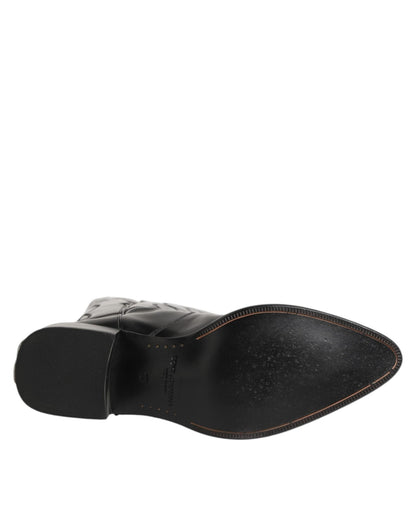 Dolce & Gabbana Black Leather Over The Calf Biker Boots Shoes – EU44/US11 par Dolce & Gabbana | Disponible sur Sandy Store ByNet