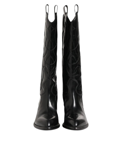 Dolce & Gabbana Black Leather Over The Calf Biker Boots Shoes – EU44/US11 par Dolce & Gabbana | Disponible sur Sandy Store ByNet