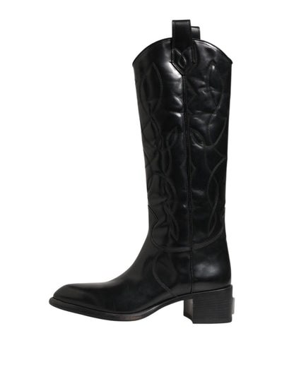 Dolce & Gabbana Black Leather Over The Calf Biker Boots Shoes – EU44/US11 par Dolce & Gabbana | Disponible sur Sandy Store ByNet