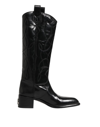 Dolce & Gabbana Black Leather Over The Calf Biker Boots Shoes – EU44/US11 par Dolce & Gabbana | Disponible sur Sandy Store ByNet