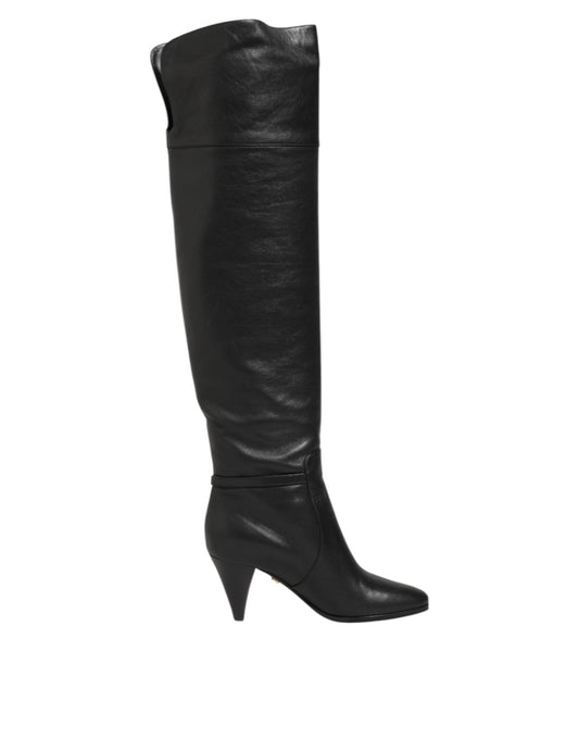 Dolce & Gabbana Black Leather Over - The - Knee DG Boots Shoes – EU38/US7.5 par Dolce & Gabbana | Disponible sur Sandy Store ByNet