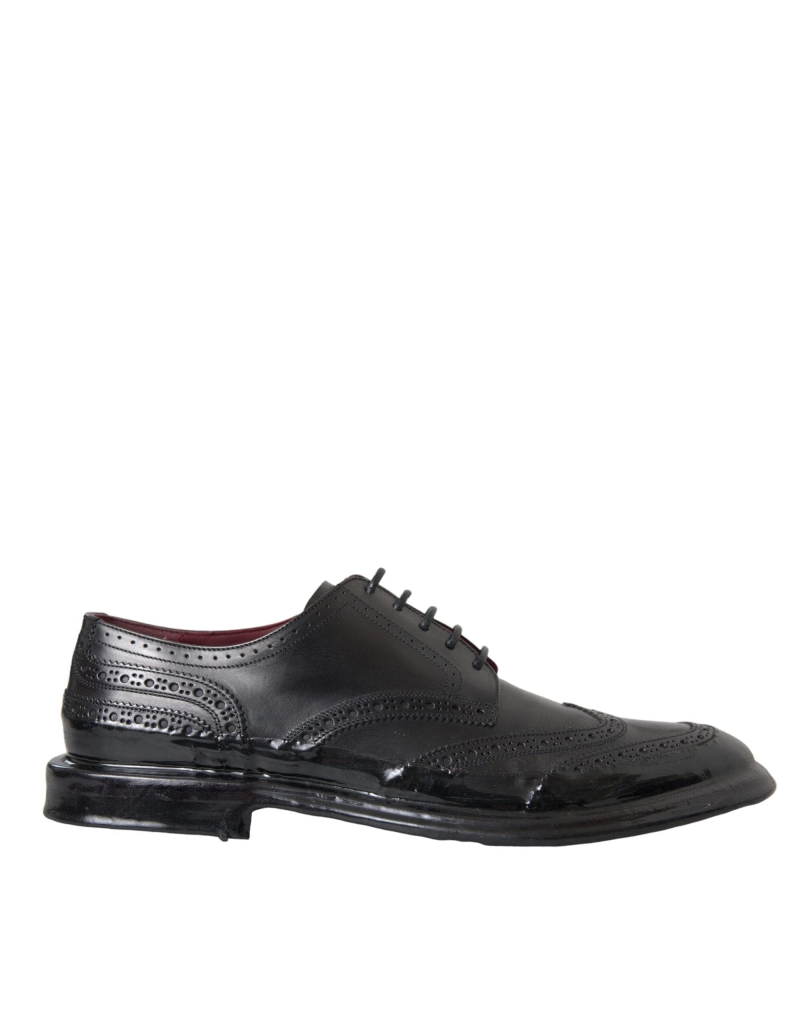 Dolce & Gabbana Black Leather Oxford Wingtip Formal Men Shoes - Sandy Store ByNet