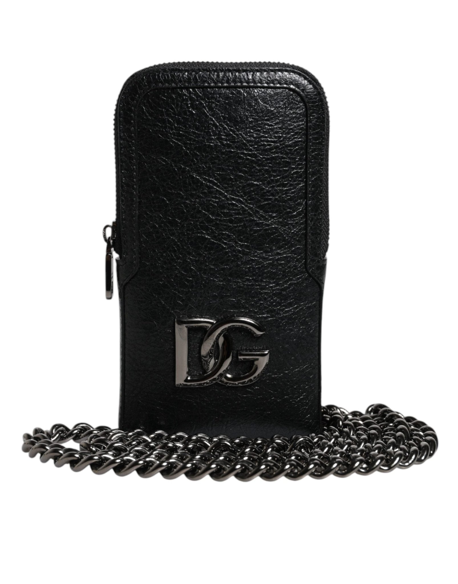 Dolce & Gabbana Black Leather Purse Crossbody Chain Sling Phone Bag – par Dolce & Gabbana | Disponible sur Sandy Store ByNet
