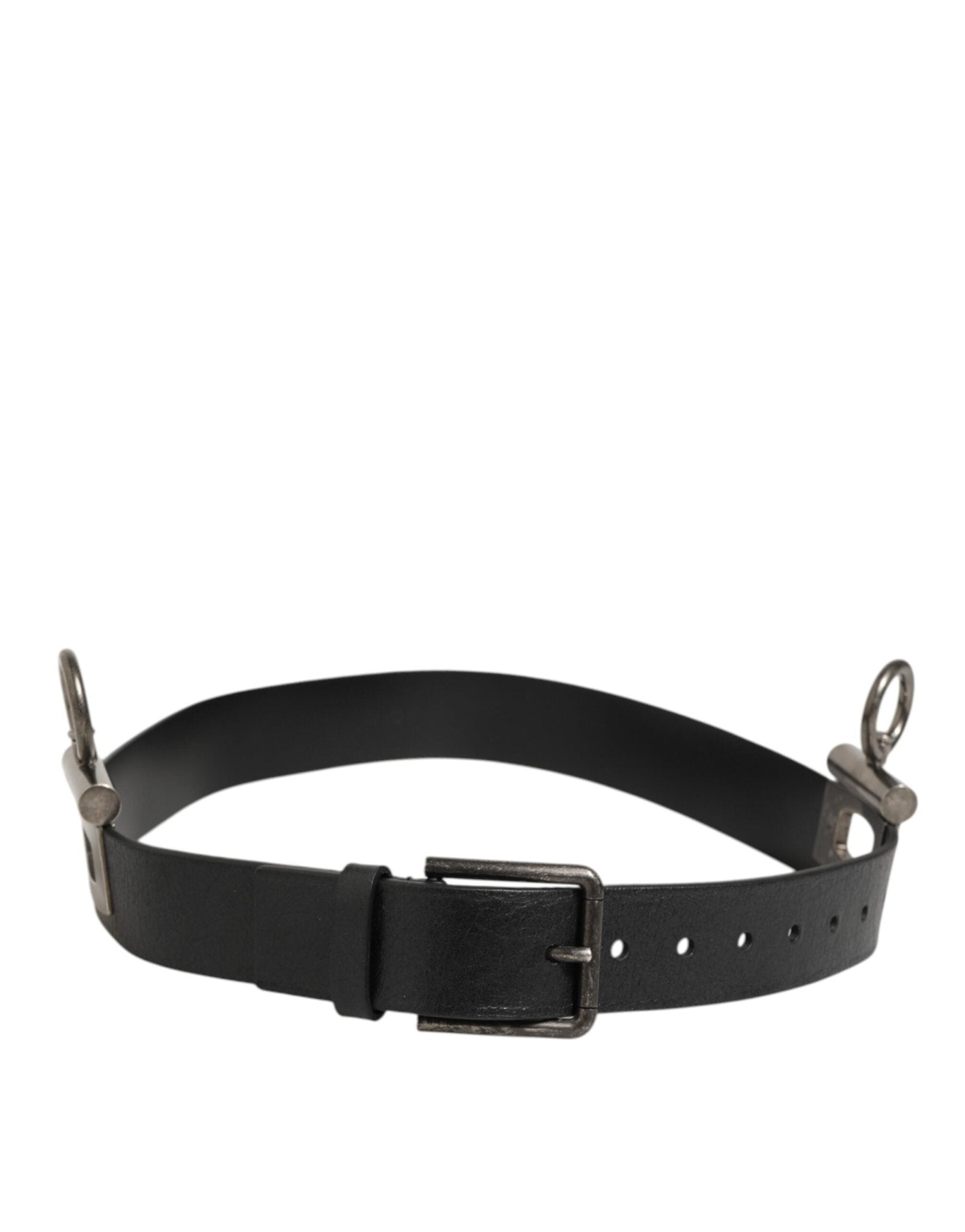 Dolce & Gabbana Black Leather Side Rings Brass Buckle Belt – 90 cm / 36 Inches par Dolce & Gabbana | Disponible sur Sandy Store ByNet