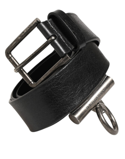 Dolce & Gabbana Black Leather Side Rings Brass Buckle Belt – 90 cm / 36 Inches par Dolce & Gabbana | Disponible sur Sandy Store ByNet