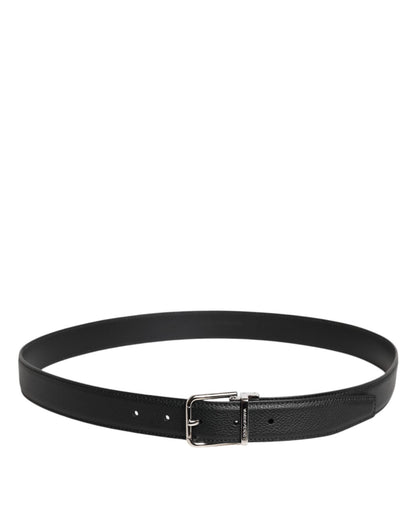 Dolce & Gabbana Black Leather Silver Metal Buckle Belt - Sandy Store ByNet