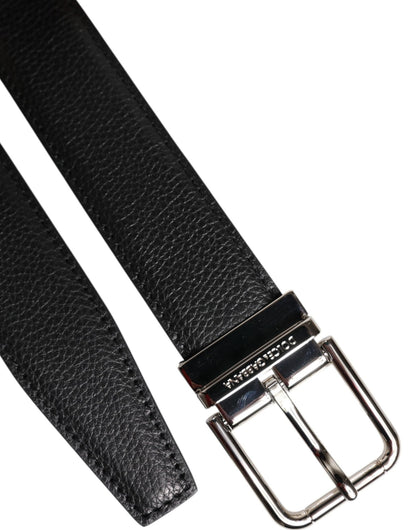 Dolce & Gabbana Black Leather Silver Metal Buckle Belt - Sandy Store ByNet