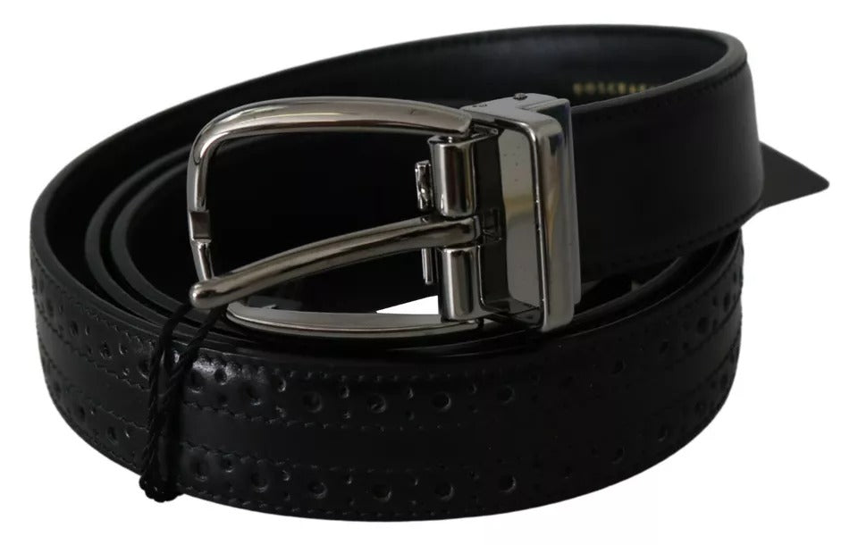 Dolce & Gabbana Black Leather Silver Metal Buckle Classic Belt – 95 cm / 38 Inches par Dolce & Gabbana | Disponible sur Sandy Store ByNet