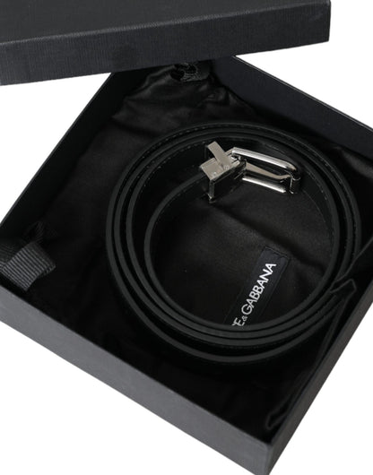 Dolce & Gabbana Black Leather Silver Metal Buckle Men Belt – 110 cm / 44 Inches par Dolce & Gabbana | Disponible sur Sandy Store ByNet